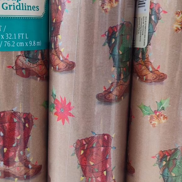 NEW Pioneer Woman Cowboy Boot Wrapping Paper 1 roll, 80 sq ft- Christmas - Picture 1 of 2